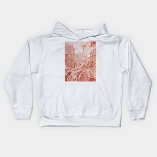 Gin Street by William Hogarth Kids Hoodie